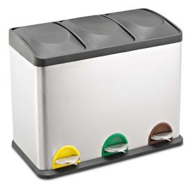 Multi 3 Compartment Recycle Pedal Bin Stainless Steel
