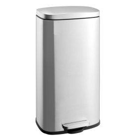 Soft Close Pedal Bin with Stainless Steel - Silver