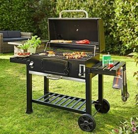 Smokey Portable Barbecue Grill with Wheels Table and Cover
