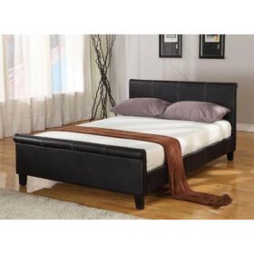 Sleigh Faux Leather Bed Frame with Mattress Option
