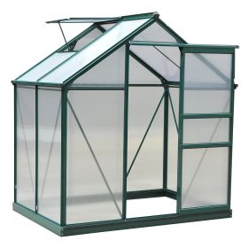 Clear Polycarbonate Greenhouse Large Walk-In Green House Garden Plants Grow Galvanized Base Aluminium Frame w/ Slide Door (6ft x 4ft)