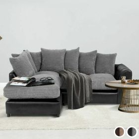 Harvey Cord Fabric Corner Sofa - Black or Brown