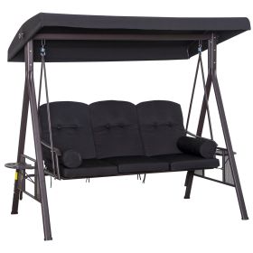 Swing Chair Hammock Chair 3 Seater Canopy Cushion Shelter Outdoor Bench Black