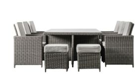 Ditton Cube 10 Seater Dining Set - Grey