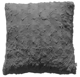Dromore Double Sided Textured Faux Fur Cushion - Gunmetal Grey