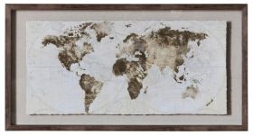 Carmarthen Gold Foil World Map Framed Art