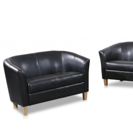 Bexhill 2 Seater Faux Leather Sofa - Black
