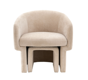 Cream Fabric Armchair with Curved Back Easton Retro Design