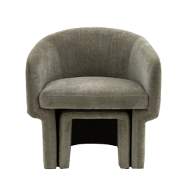 Grey Fabric Armchair with Curved Back Easton Retro Design