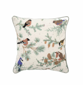 Whittier Festive Birds Cushion Cover Charming Winter Wildlife Design