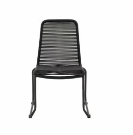 Woulphi Modern Outdoor Slim Frame Rope Dining Chair Set of 2 - Black