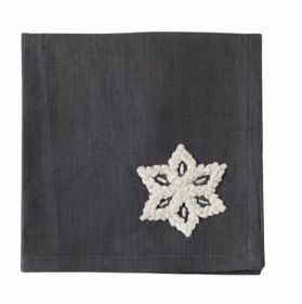 Alphine Embroidered Snowflakes Napkin Set - Festive Dining Essential