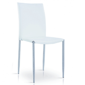 Dawlish Stackable PU Dining Chairs Modern Comfort with Chrome Elegance White - Set of 4