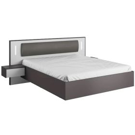 Shadow Quill King Size Bed Frame with Bedside Cabinets - Graphite and White