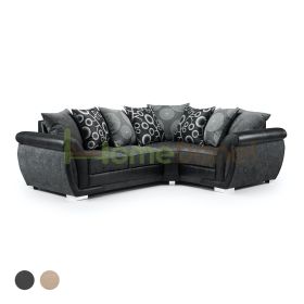 Sharine Fabric Corner Sofa - Black/Grey