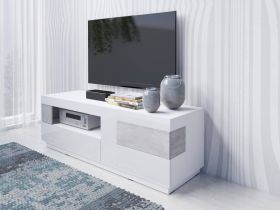 Salamandar 41 TV Cabinet Concrete Grey - White Gloss