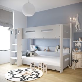 Grey and White Bunk Bed with Shelves