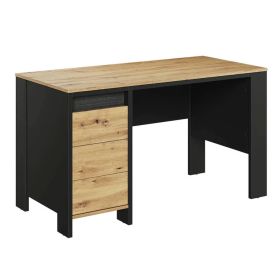 Naxon Wing Desk with Drawer - Oak and Black