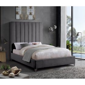 Alexo Plush Velvet Bed - Steel in 5 Sizes
