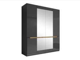 Steadfast 20 - 4 Door Mirror Wardrobe 180cm - Grey Gloss
