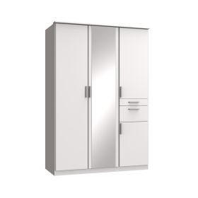 Kodera 3 Door and 2 Drawer Mirrored Wardrobe - White