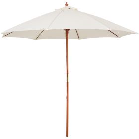2.5m Wood Garden Parasol Sun Shade Patio Outdoor Market Umbrella Canopy with Top Vent, Cream White