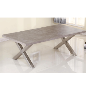 Tenby Chic Stone Effect Coffee Table in Brushed Stainless Steel Base - Rectangular