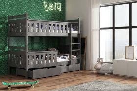 TAEZ Wooden Bunk Bed with 2 Drawers Storage - Graphite