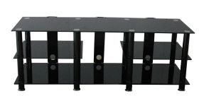 Oscar Large 3-Tier Black Glass TV Stand
