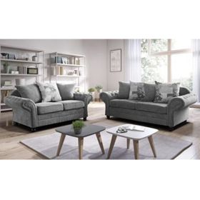 Lisburn High Quality Linen Fabric 2 Seater and 3 Seater Sofa Set - Grey