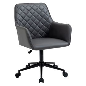 Swivel Office Chair Leather-Feel Fabric Home Study Leisure with Wheels, Grey
