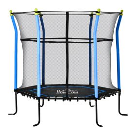 5.2FT / 63 Inch Kids Trampoline With Enclosure Net Mini Indoor Outdoor Trampolines for Child Toddler Age 3 - 10 Years Blue