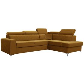 Classic Armagh Corner Sofabed with Movable Neck Rest and Storage Left, Right Orientation - Mustard