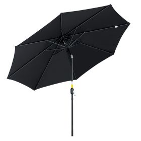 3M Tilting Parasol Garden Umbrellas, Outdoor Sun Shade with 8 Ribs, Tilt and Crank Handle for Balcony, Bench, Garden, Black