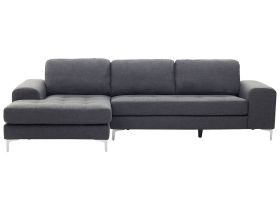 Corner Sofa Dark Grey Fabric L-Shaped Minimalistic Living Room 