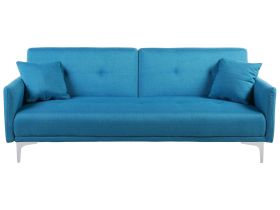 Sofa Bed Sea Blue 3 Seater Buttoned Seat Click Clack 