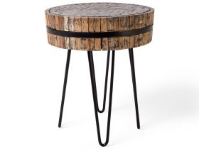 Coffee Table Light Wood Teak Steel Hairpin Legs Rustic Style Side Table 