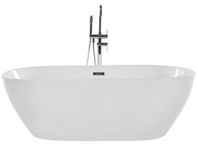Bath White with Silver Sanitary Acrylic Single 170 x 80 cm Freestanding Modern 