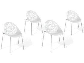 Set of 4 Dining Chairs White Plastic Cut Out Modern 