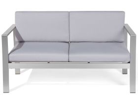 Garden Sofa Light Grey Aluminium Frame Outdoor 2 Seater with Cushions 