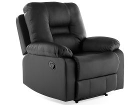 Recliner Chair Black Faux Leather Push-Back Manually Adjustable Back and Footrest 