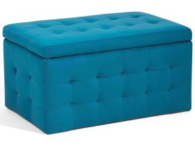 Ottoman Blue Velvet Tufted Upholstery Bedroom Bench with Storage 