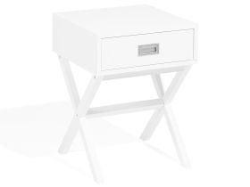 Bedside Table White Rectangular Top Storage Drawer Wooden Legs Scandinavian 