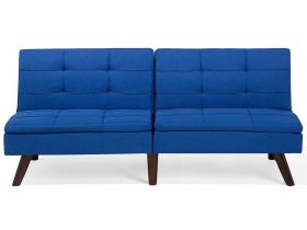 Sofa Bed Cobalt Blue 3-Seater Quilted Upholstery Click Clack Split Back Metal Legs 
