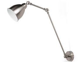 Wall Spot Lamp Silver with White Metal Long Swing Arm Reading Light Modern Design 