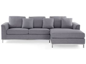 Corner Sofa Light Grey Fabric Upholstered L-shaped Left Hand Orientation 