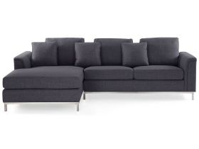 Corner Sofa Grey Fabric Upholstered L-shaped Right Hand Orientation 