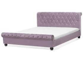 Bed Frame Pink Velvet Upholstery Black Wooden Legs Super King Size 6ft Buttoned Glam 
