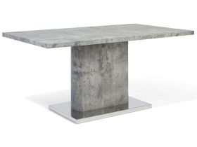 Dining Table Concrete Effect MDF 77 x 160 x 90 cm Metal Pedestal Base 