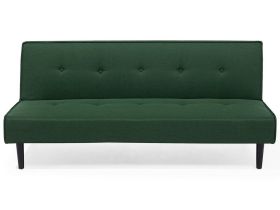 Sofa Bed Dark Green 3 Seater Buttoned Seat Click Clack 